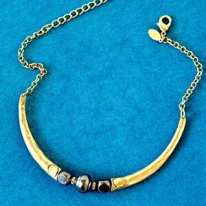 CHICO’s | Black Pearl & Gold Modern Collar Statement Necklace | NEW